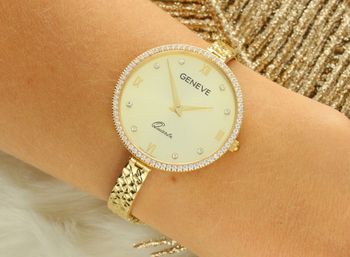 Damski złoty zegarek GENEVE 585 z cyrkoniami – luksusowy czasomierz.jpg